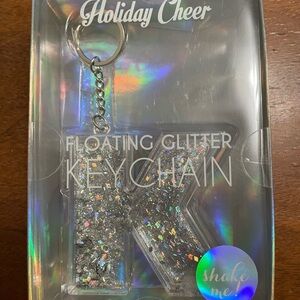 New In Box Holiday Cheer Floating Glitter Keychain Letter K